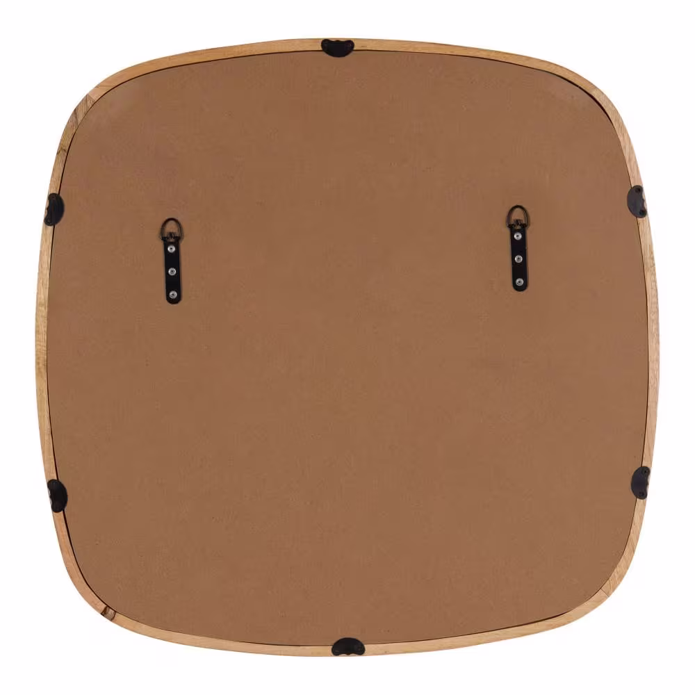 Kate and Laurel Prema 25.98 in. W x 25.98 in. H Natural Rectangle Mid-Century Framed Decorative Wall Mirror