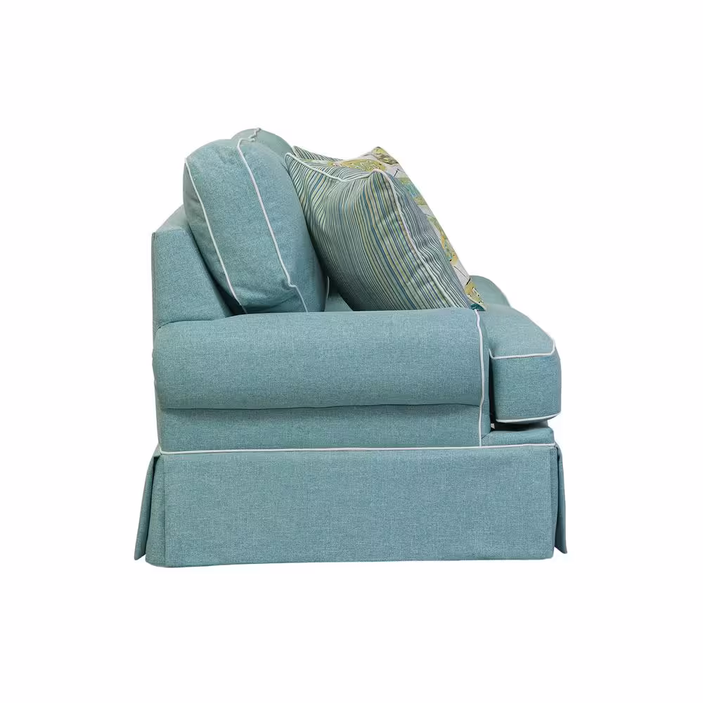 American Furniture Classics Coastal Aqua Collection 90 in Wide Aqua Blue Solid Fabric Queen Sofa Bed