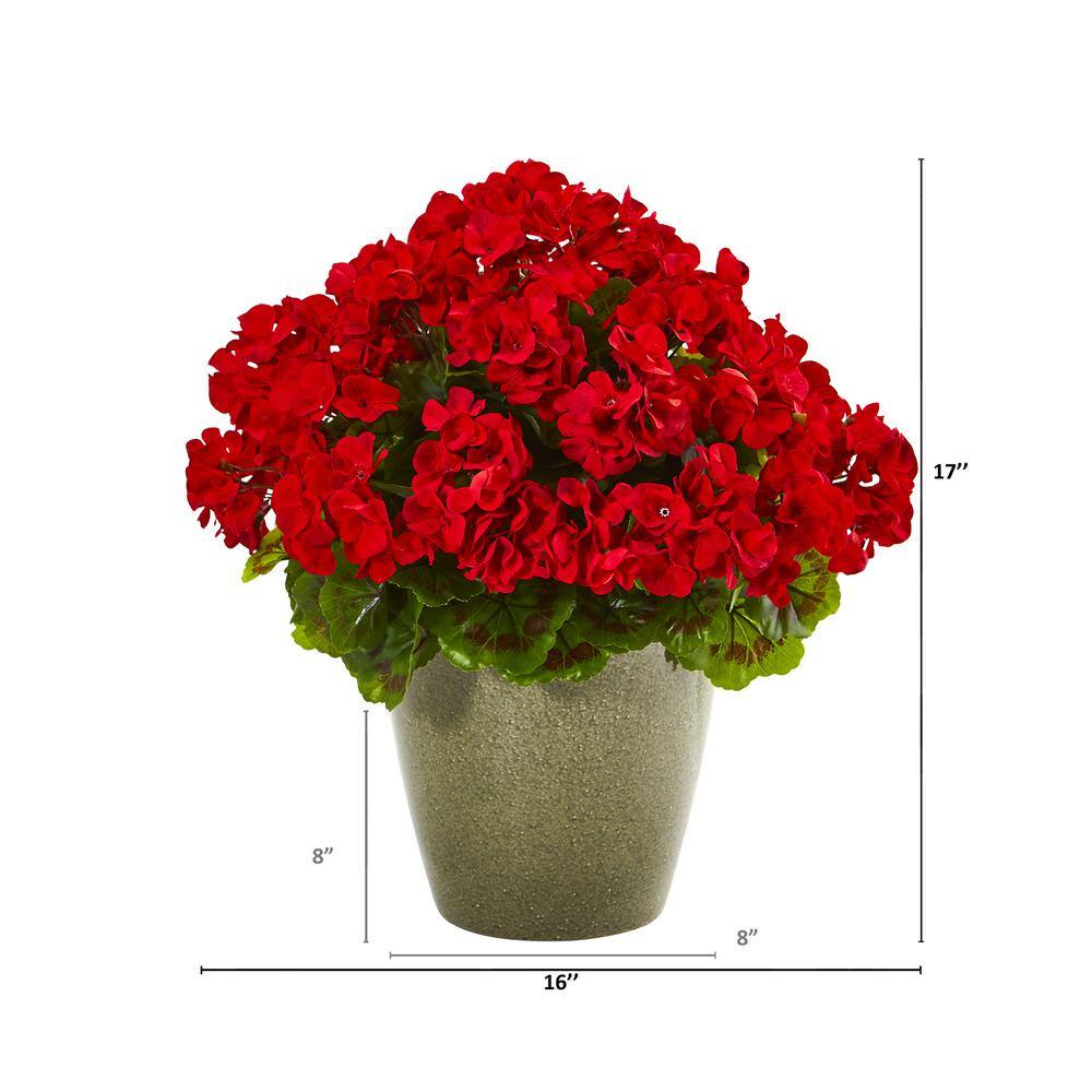 Nearly Natural 17 in. Geranium Indoor/Outdoor UV Resistant Artificial Plant