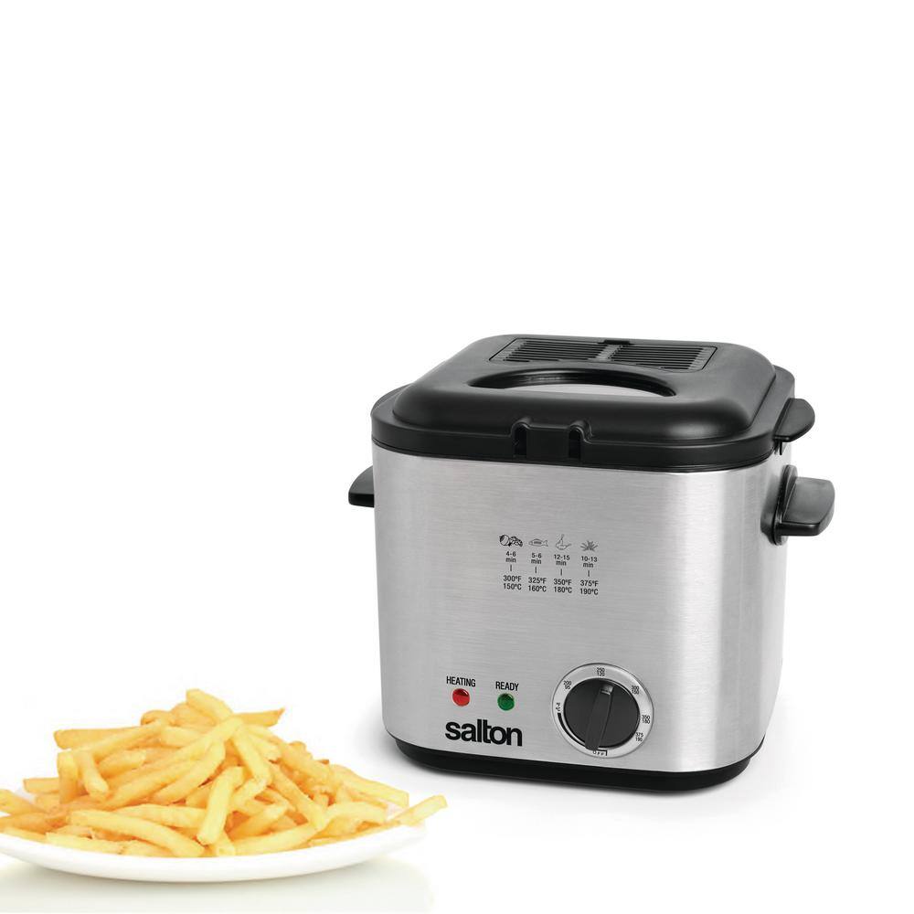 Salton 1 qt. Stainless Steel Compact Easy Clean Deep Fryer with Adjustable Temperature Control