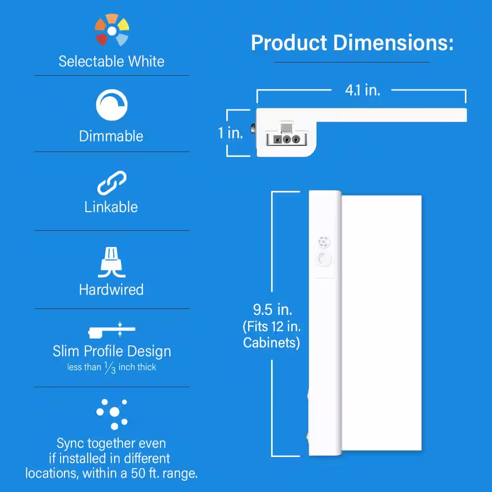Feit Electric 9.5 in. 2-Light (Fits 12 in. Cabinet) Hardwire Integrated LED Onesync Under Cabinet Light with Wireless Remote Control