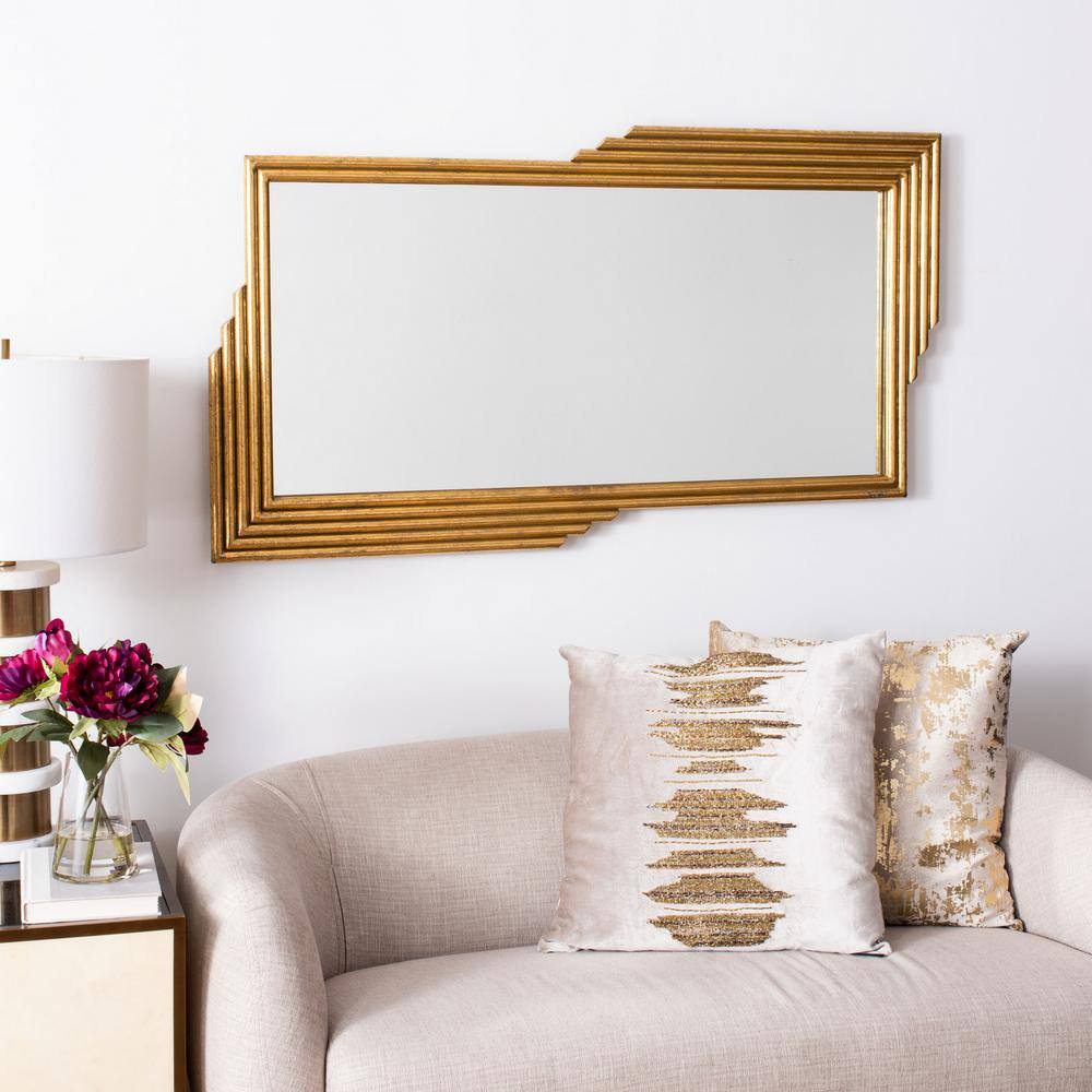 SAFAVIEH Trenla 26.5 in. X 48 in. Gold Foil Framed Mirror