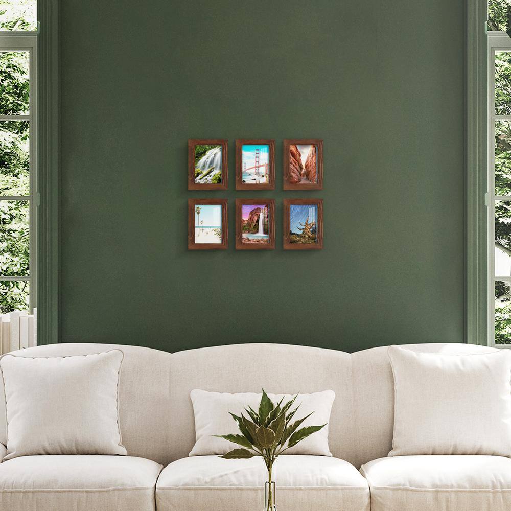 None Woodgrain 3.5 in. x 5 in. Chestnut Picture Frame (Set of 6)