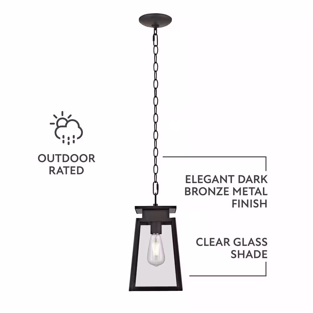 Addington Park 1-Light Transitional Outdoor Pendant, Textured Dark Bronze