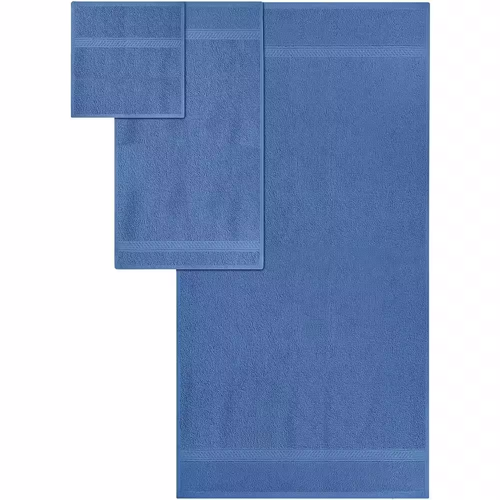 The Clean Store 10 Piece Blue Cotton Bath Towel Set (2 Bath Towels, 2 Hand Towels and 6 Washcloths)