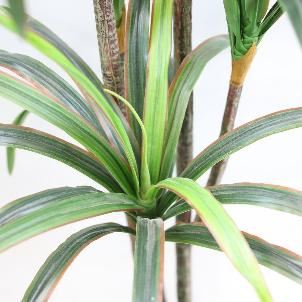 None 64 in. Green Artificial Yucca Succulent Plant in Black Drop in Pot