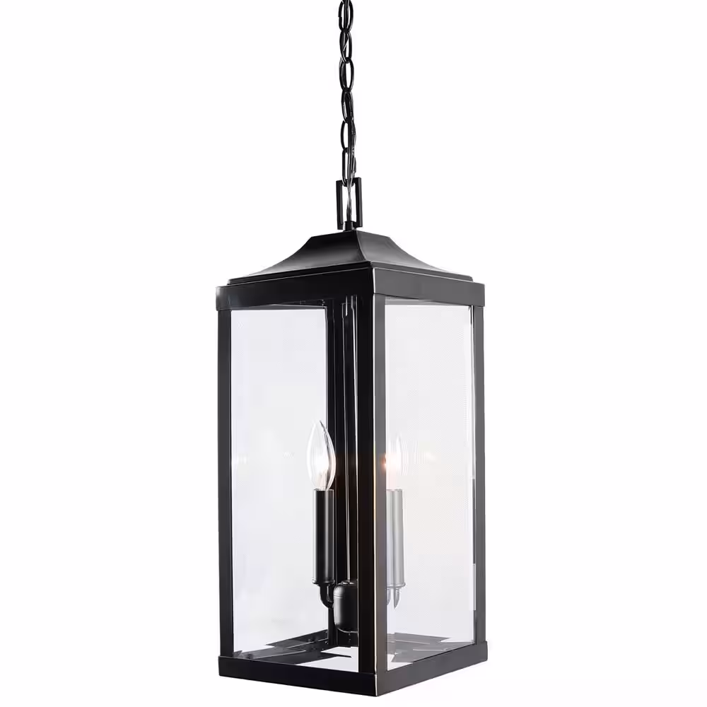 None 2 Light 20.2 in. Outdoor Hanging Lantern in Imperial Black