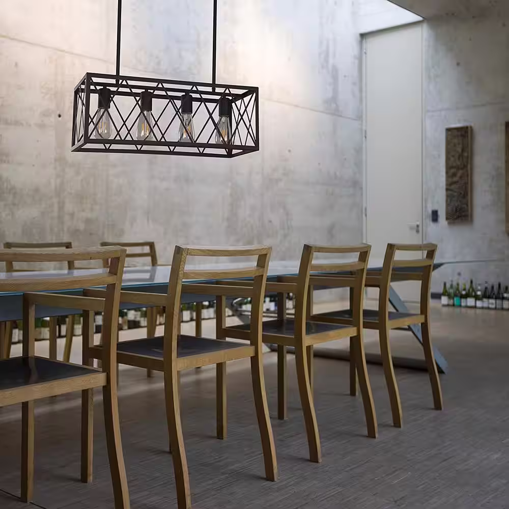 OVE Decors Gamma 4-Light Black Rectangular Pendant Light with Bulbs Included