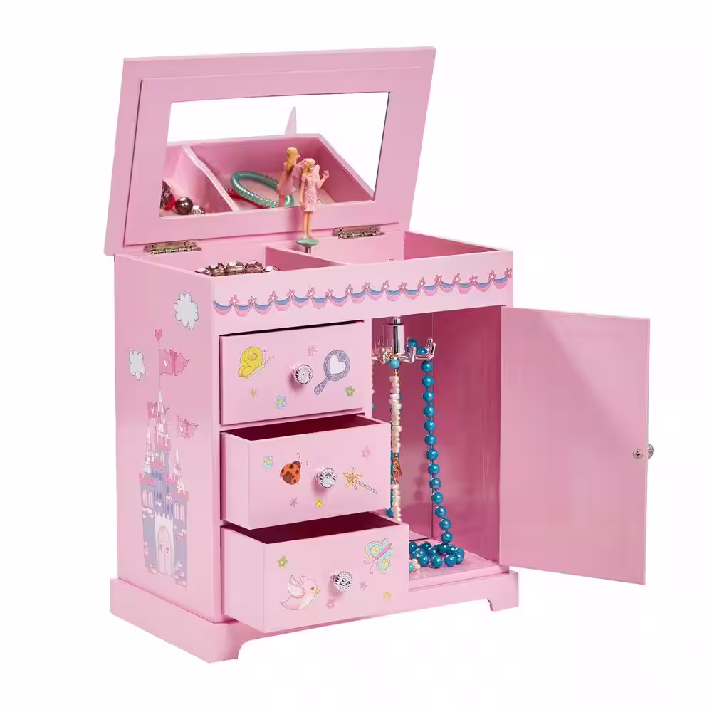 Mele & Co Krista Girl's Pink Fashion Paper Musical Ballerina Jewelry Box