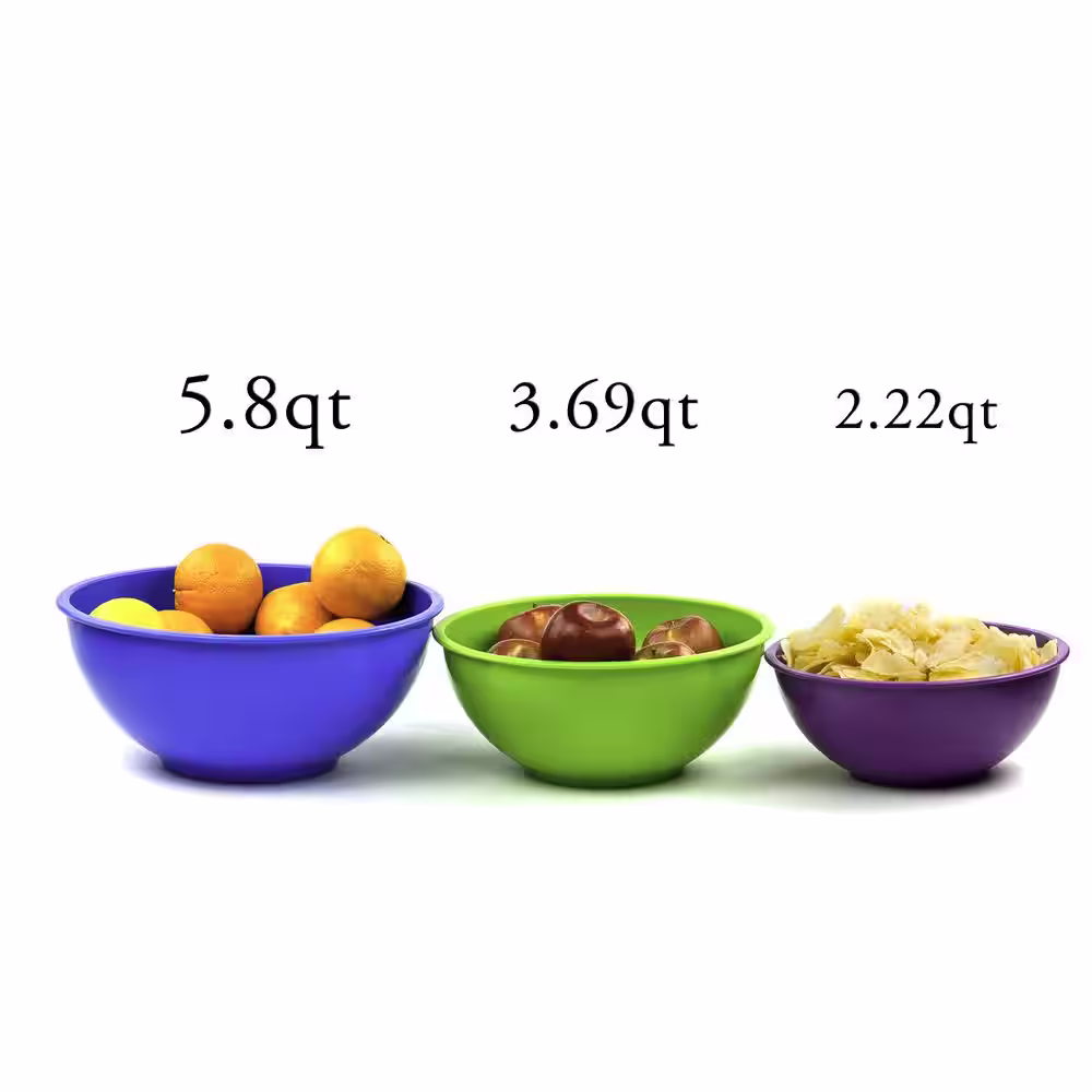 None 6-Piece Melamine Plastic Bright Multicolored Mixing Bowls Set