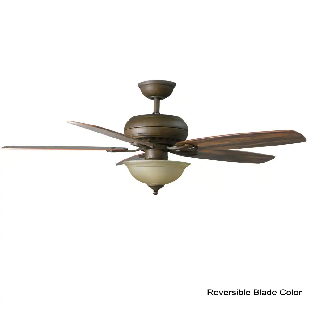 Hampton Bay Southwind 52 in. Indoor LED Venetian Bronze Ceiling Fan with 5 Reversible Blades, Light Kit, Downrod and Remote Control