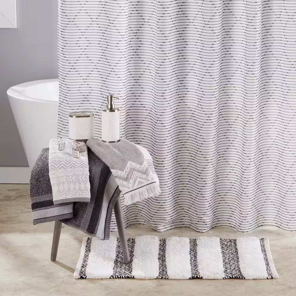 SKL Home 20 in. x 30 in. Black Geo Cotton Bath Rug