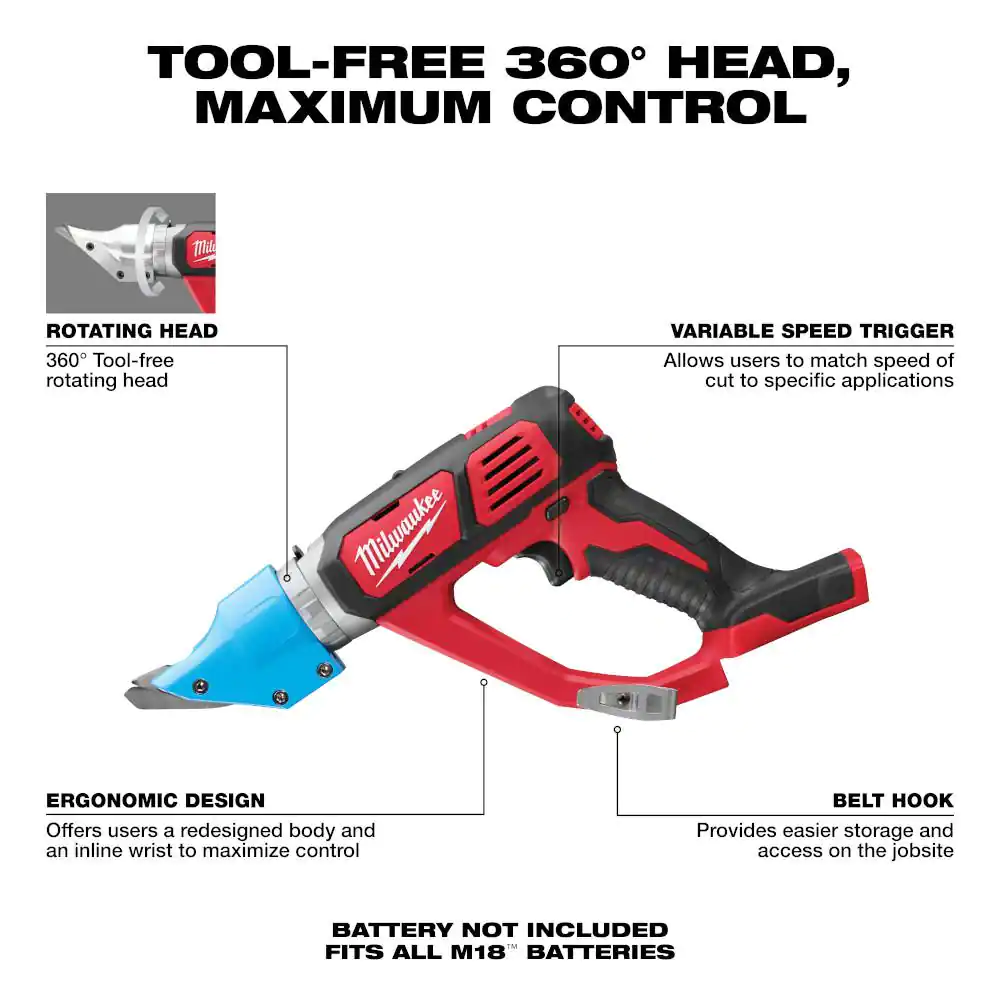Milwaukee M18 18-Volt 14-Gauge Lithium-Ion Cordless Double Cut Metal Shear (Tool-Only)