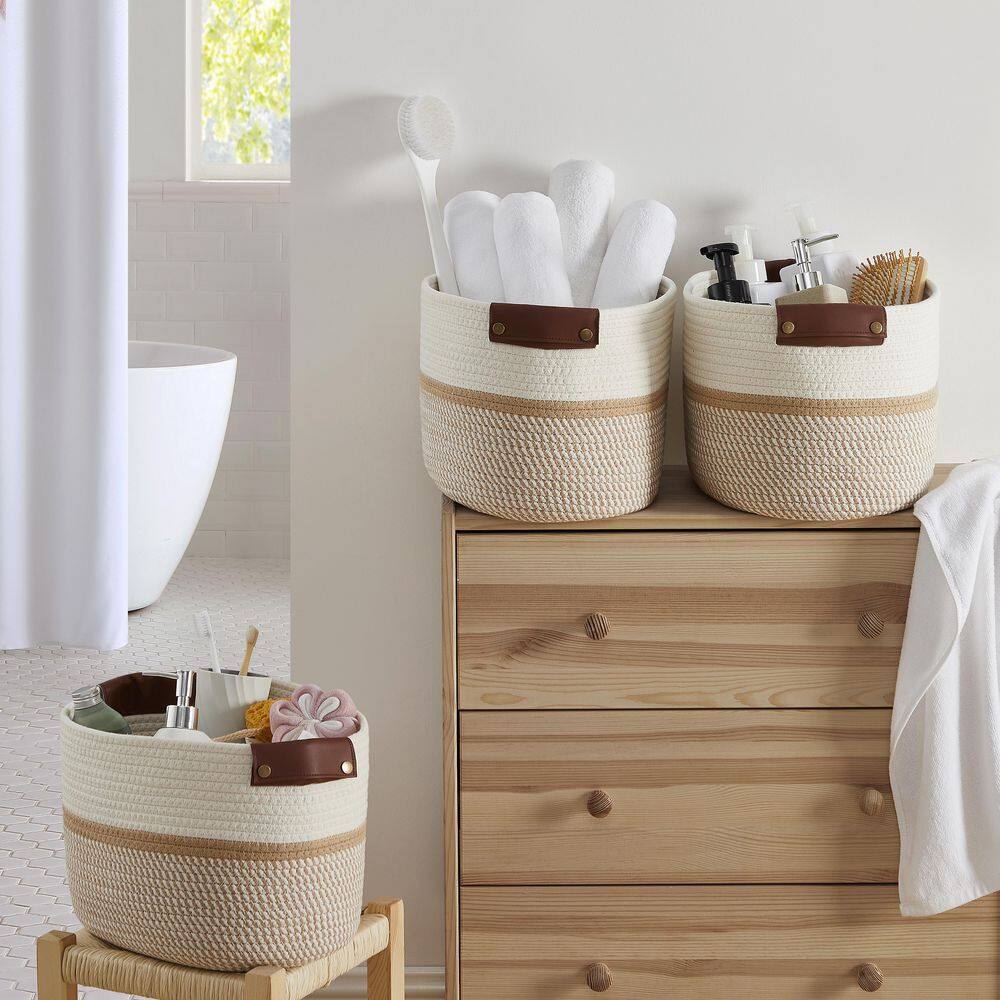 None 3-Pack Cotton Rope Storage Baskets