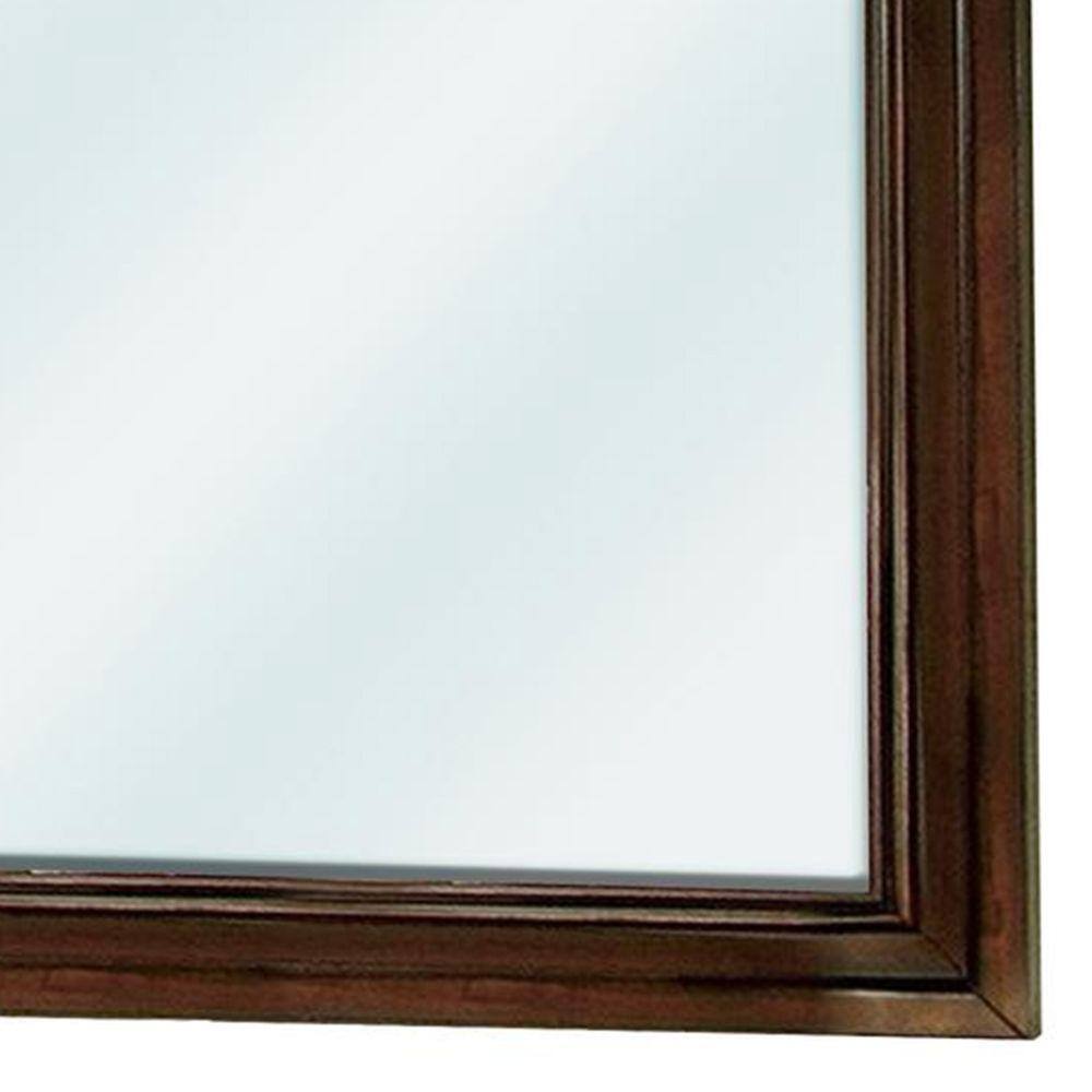 Benjara Medium Rectangle Brown Modern Mirror (36.38 in. H x 42.13 in. W)