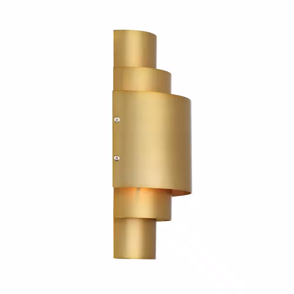 Minka Lavery Spyglass Terrace 2-Light Soft Brass Geometric Wall Sconce with Soft Brass Shade