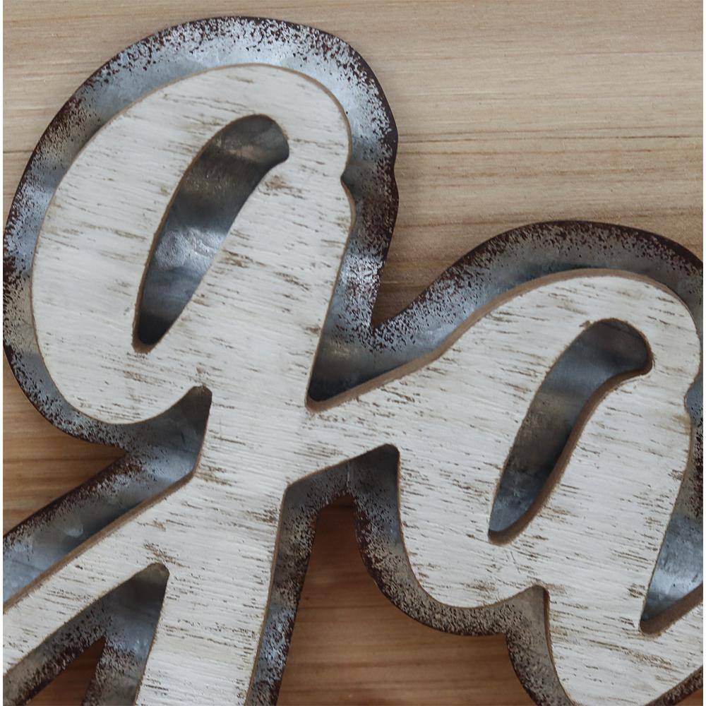 None Gather Rusitic Wood and Galvanized Metal Wall Decorative Sign