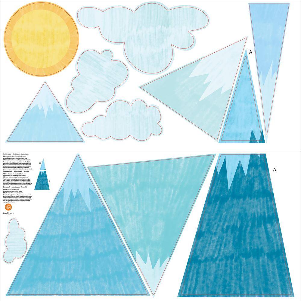WallPOPs The Peak of Mountain Adhesive Blue Adhesive Wall Decal