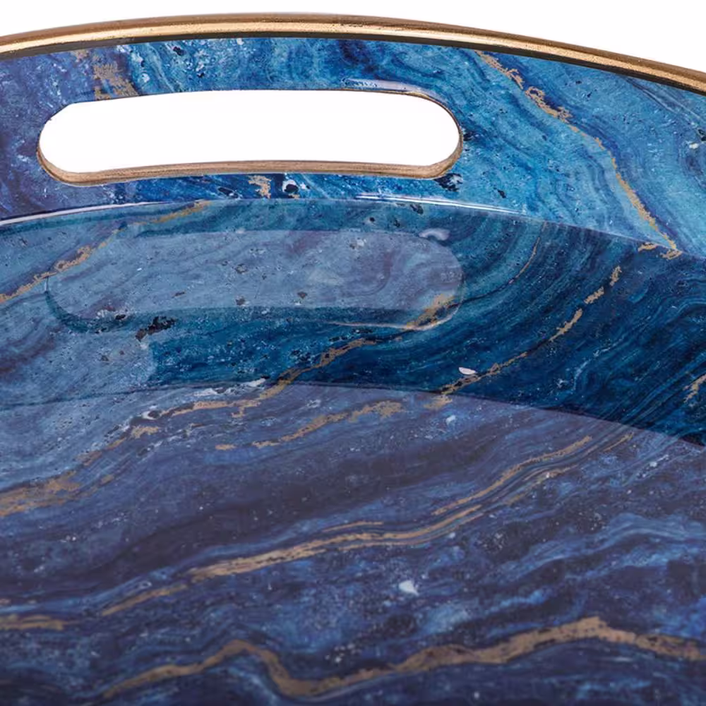 A & B Home Blue Modern Chic Circular Trays (Set of 2)