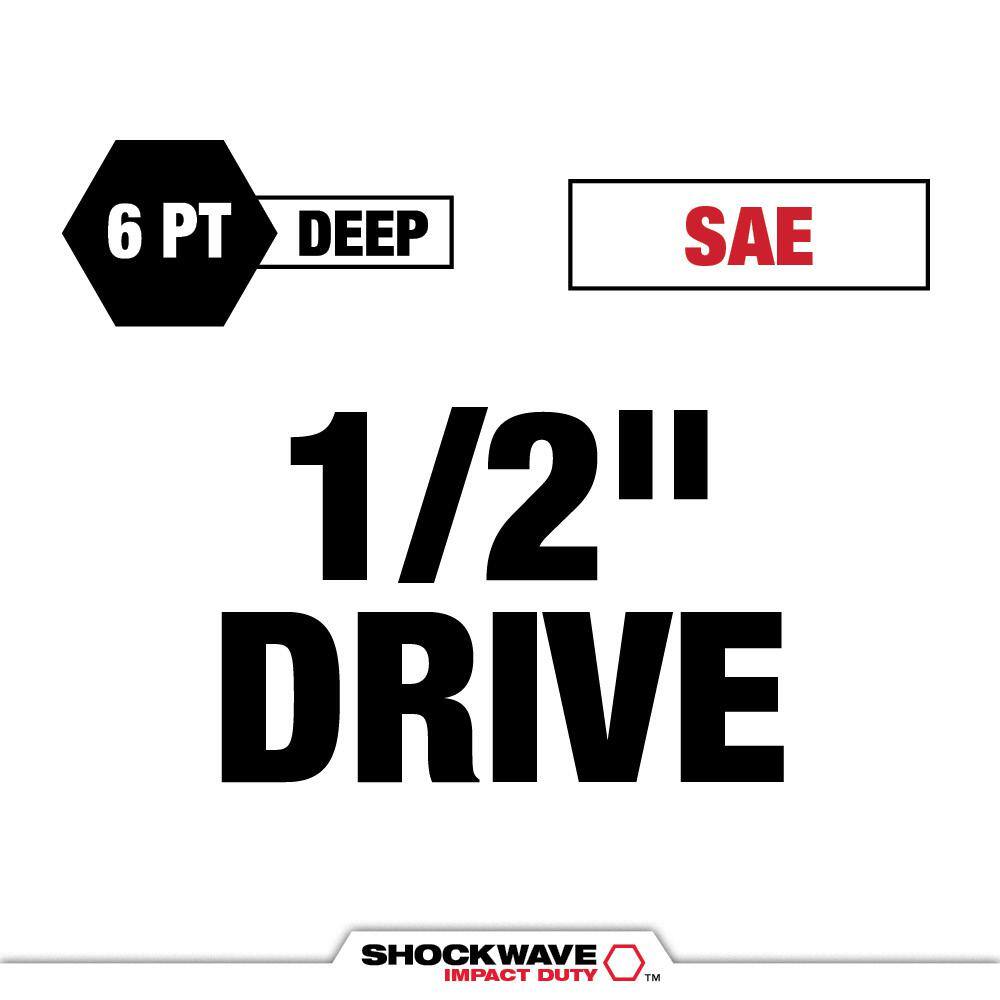 Milwaukee SHOCKWAVE Impact Duty 1/2 in. Drive SAE Deep Well Impact Socket Set (18-Piece)