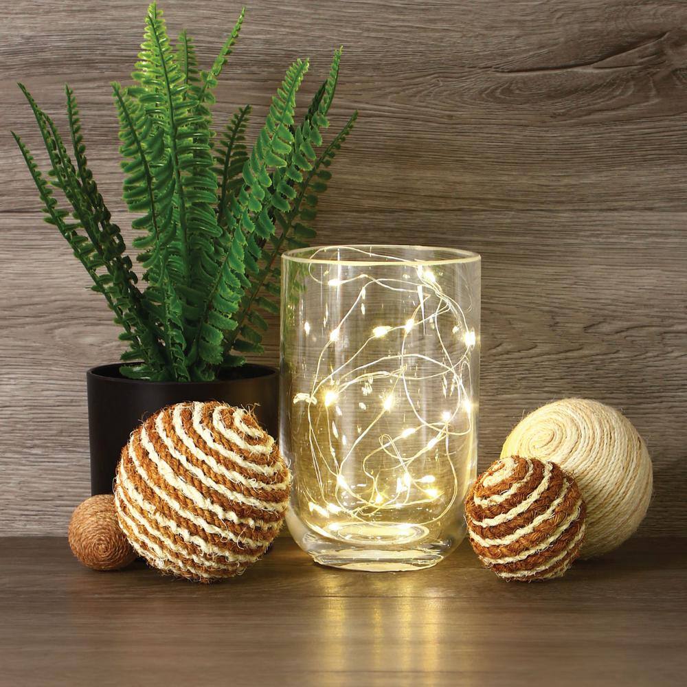 Feit Electric 20-Light 6 ft. Battery Operated Mini LED Indoor Silver Wire Warm White Fairy String Light (24-Pack)