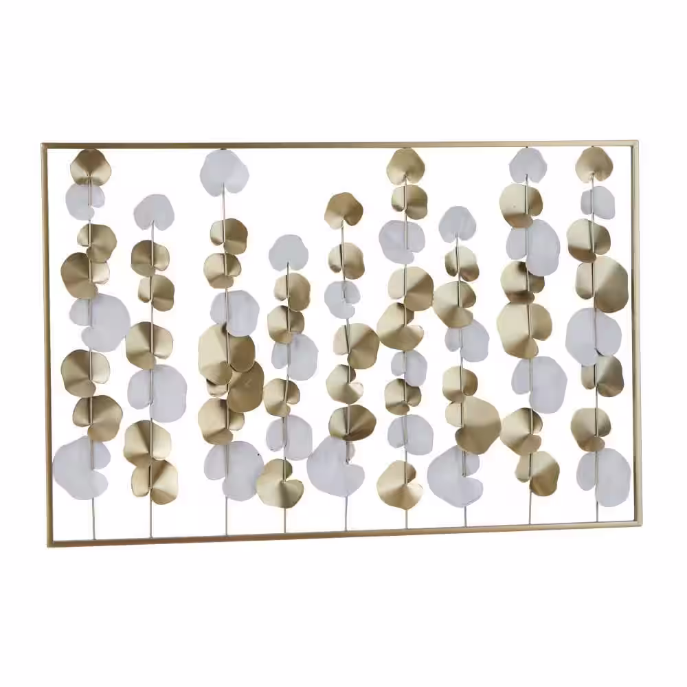 Litton Lane 26 in. x 40 in. Gold Metal Modern Abstract Wall Decor