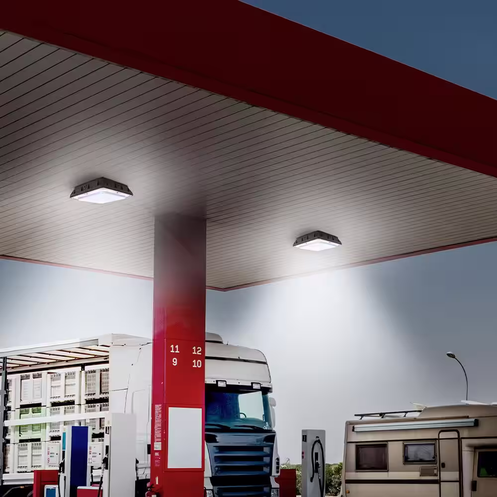 Commercial Electric 300-Watt Equivalent Integrated LED Bronze Commercial Grade Security Flush Mount Ceiling Outdoor Canopy Light, 5000K