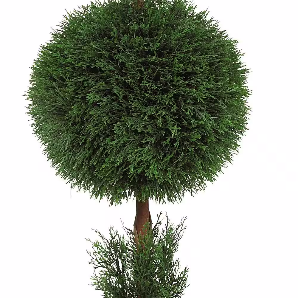 Nearly Natural Indoor and Outdoor 5 ft. Artificial Cypress Ball and Cone Silk Tree with Planter