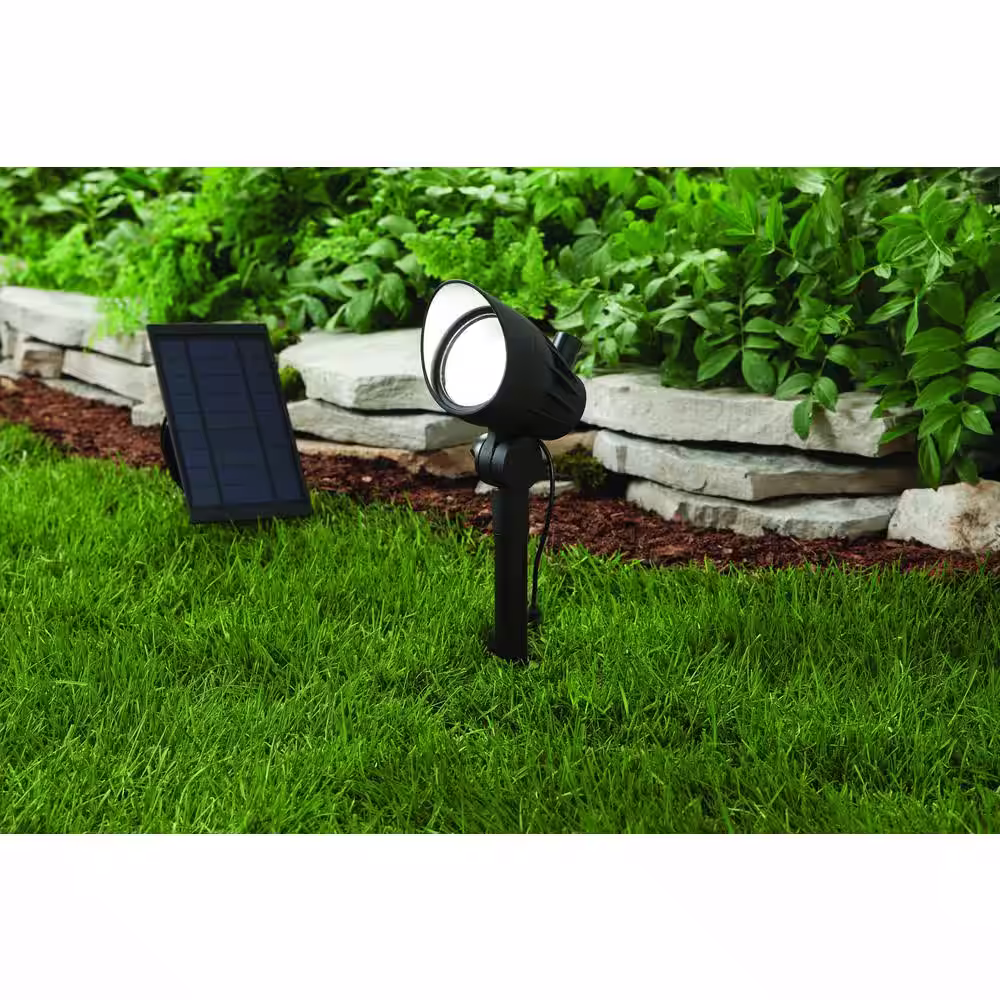 Hampton Bay 100 Lumens Black LED Outdoor Solar Metal Spotlight