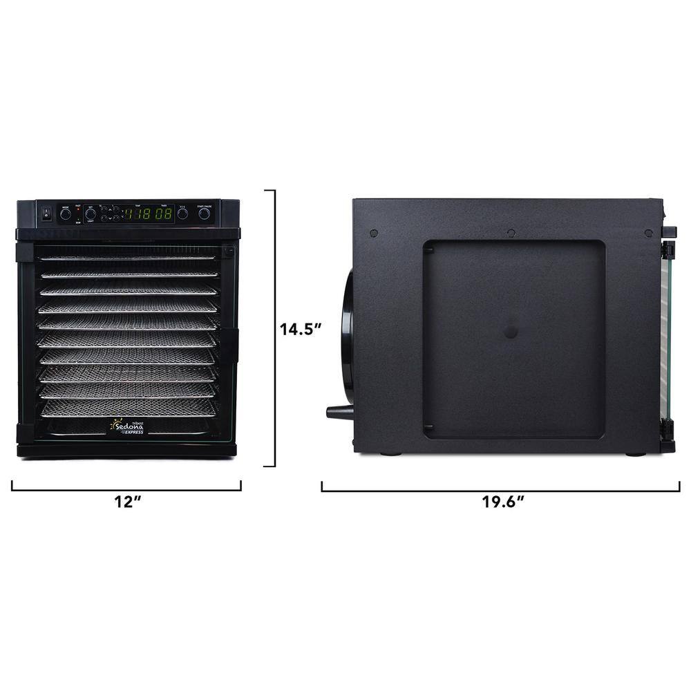 Tribest Sedona Express 11-Tray Black Stainless Steel Food Dehydrator with Built-In Timer