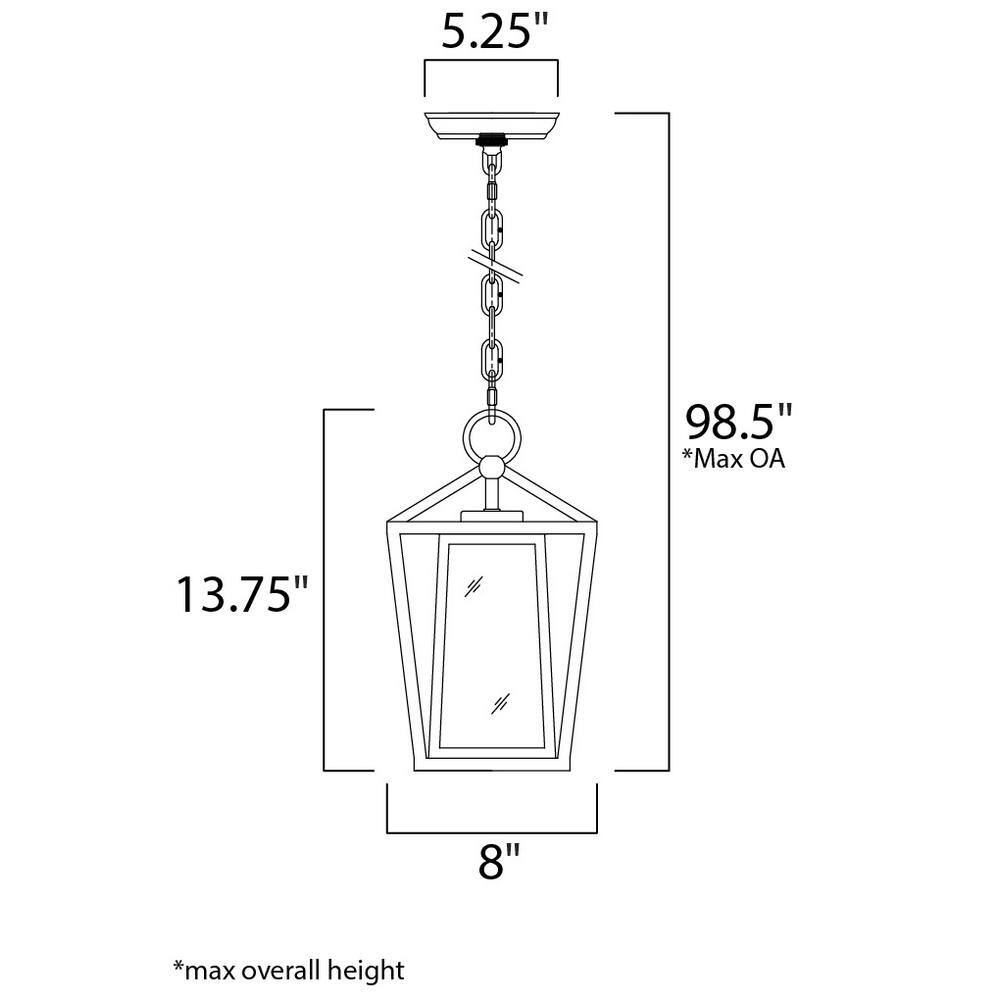 Maxim Lighting Artisan 8 in. Wide Black 1-Light Outdoor Hanging Lantern