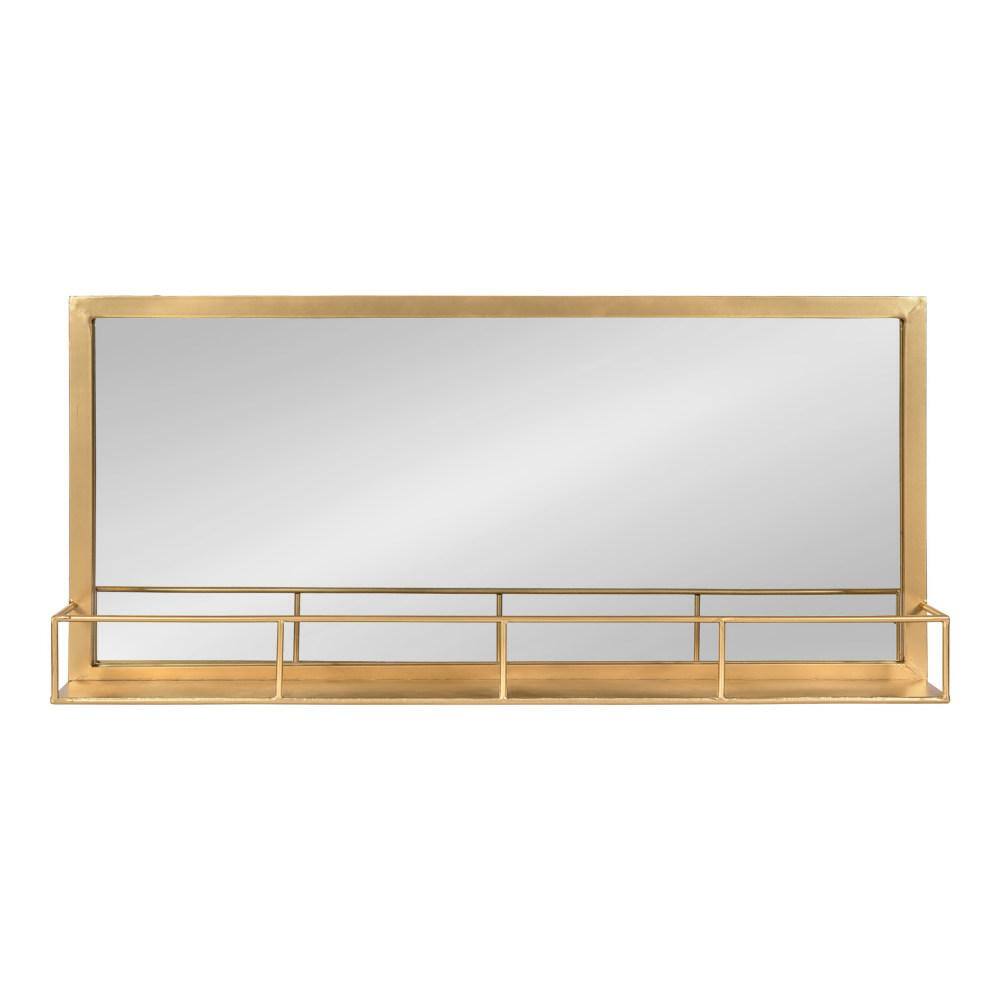 Kate and Laurel Small Rectangle Gold Art Deco Mirror (18 in. H x 40 in. W)