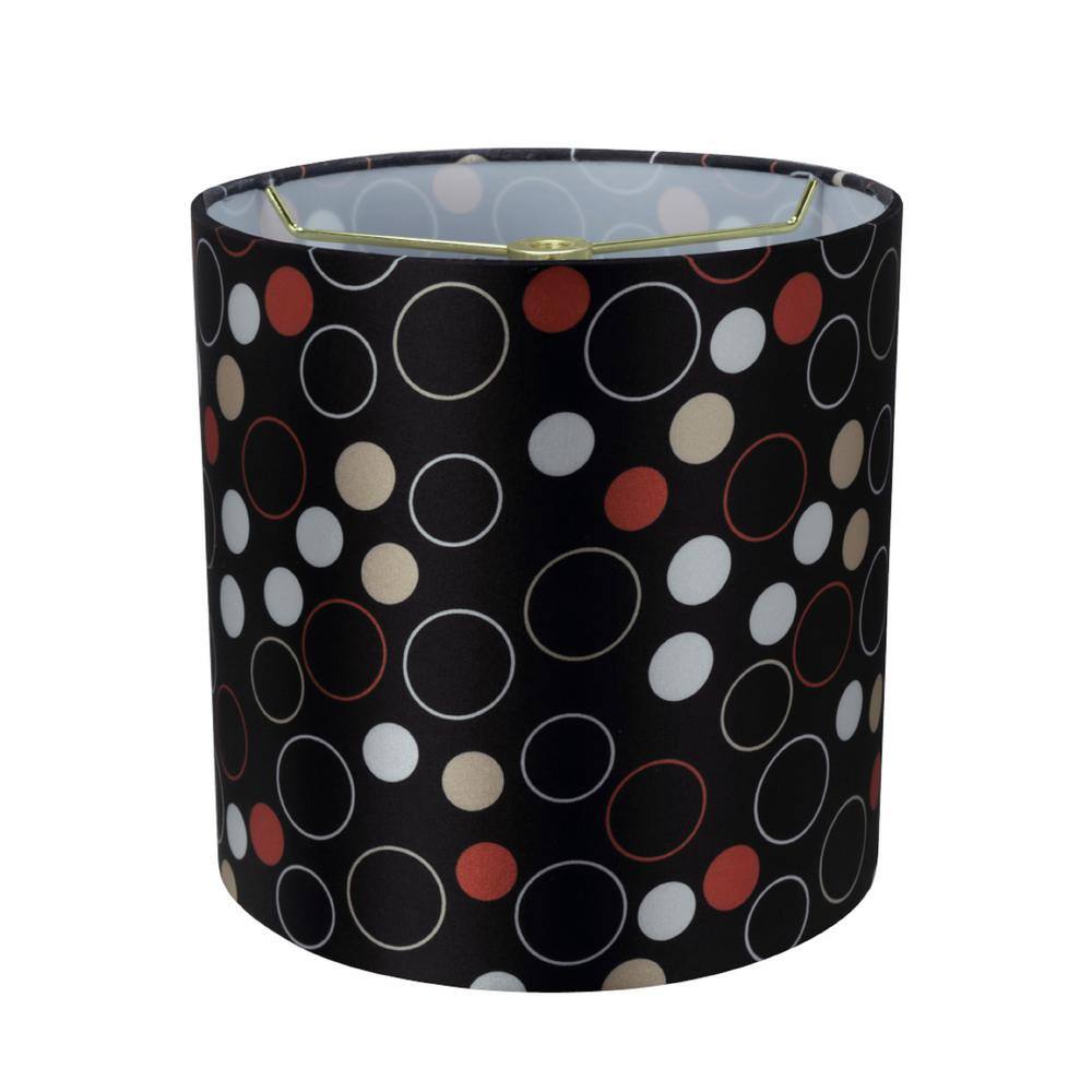 Aspen Creative Corporation 8 in. x 8 in. Black with Multi-colored Dotted Design Drum, Cylinder Lamp Shade