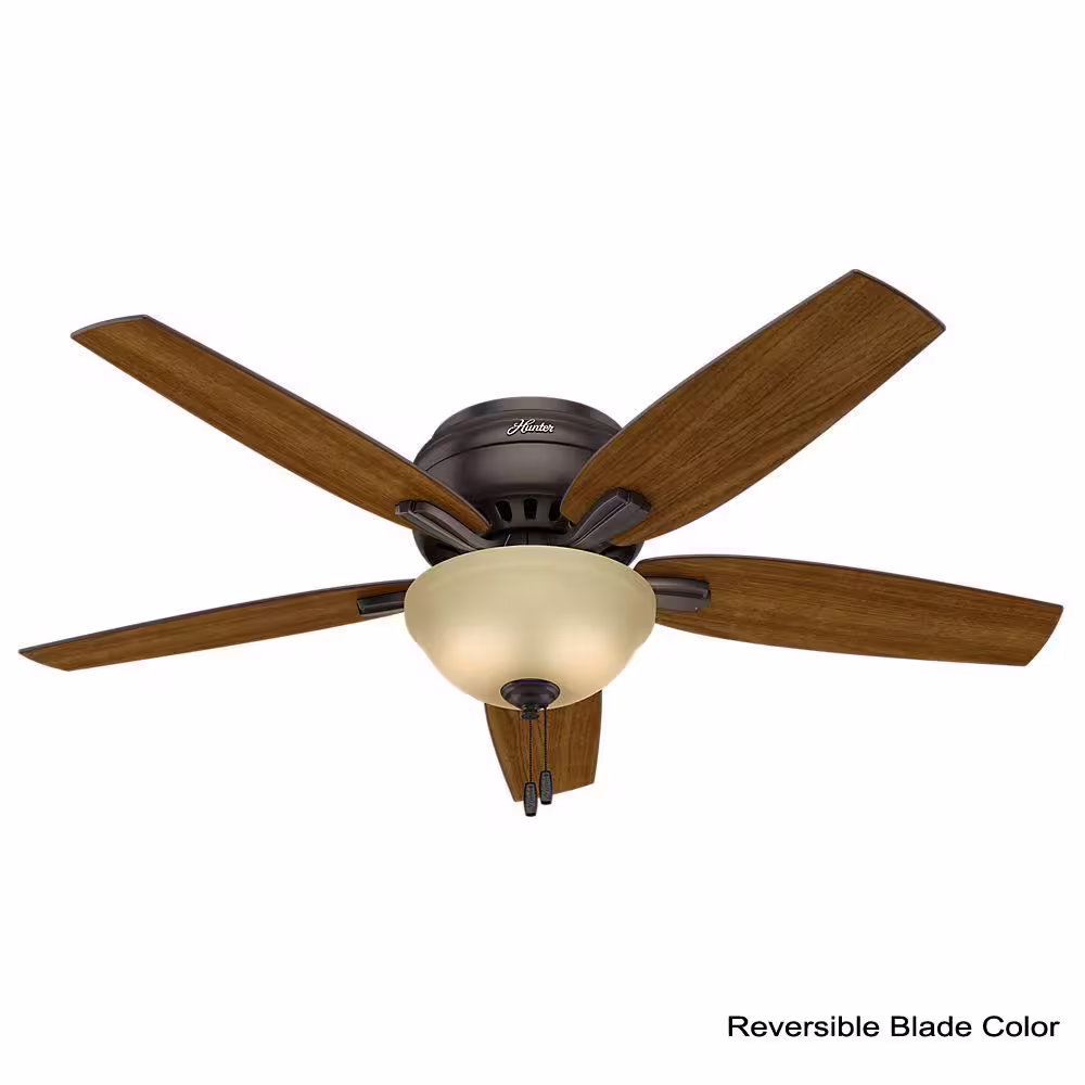 Hunter Newsome 52 in. Indoor Premier Bronze Bowl Light Kit Low-Profile Ceiling Fan