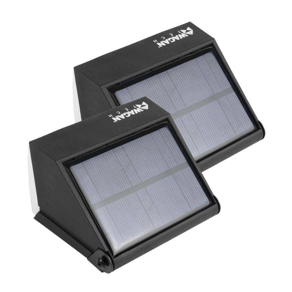 Wagan Tech 10-Watt Equivalence 1000 Lumens Integrated LED Black Motion Activated Solar Security Wall Pack Light, 4000K (2-Pack)