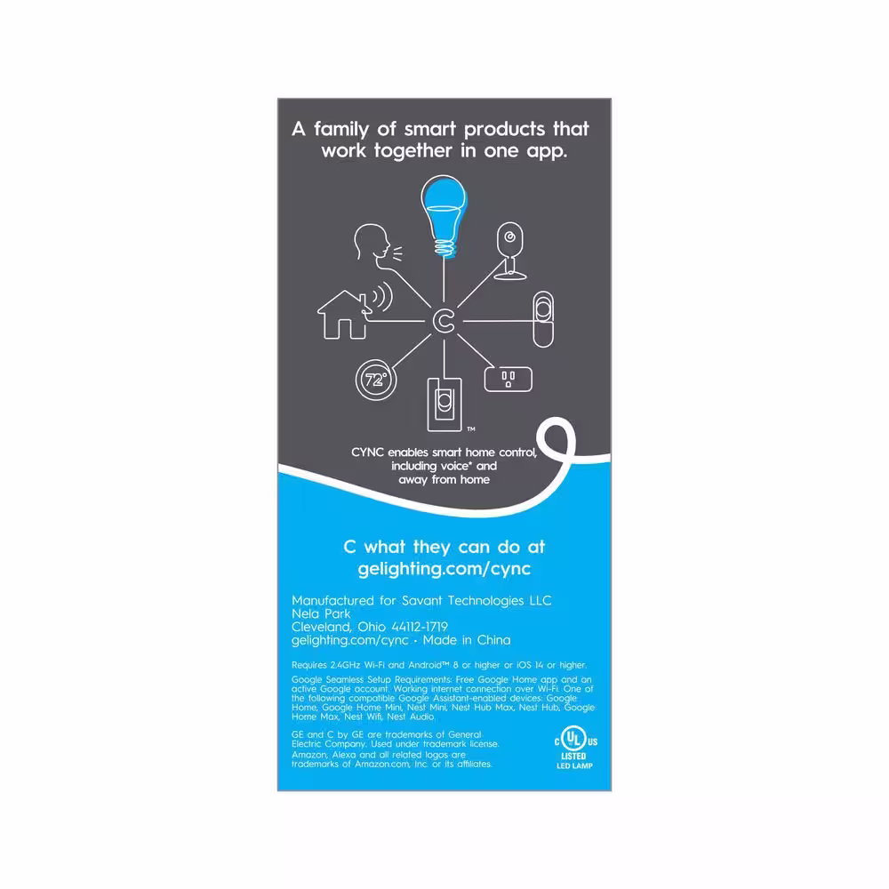 Cync 100-Watt EQ A19 Full Color Dimmable Smart LED Light Bulb