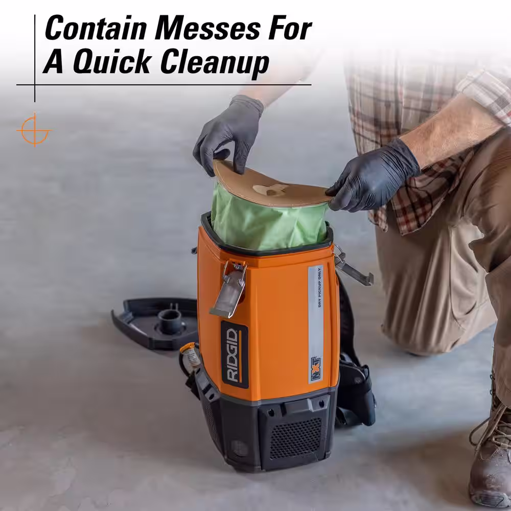 RIDGID Replacement Dry Pick-up Only Fine Dust Filter Bags for RIDGID 6 Quart NXT Backpack Vacuum HDB600 (2-Pack)