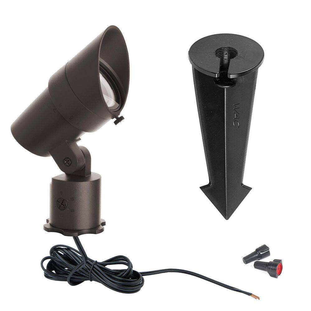 None Accent 1330 Lumens Solid Brass Coated in Bronze Low Voltage LED Outdoor Spotlight with IP66 and 2700K LED