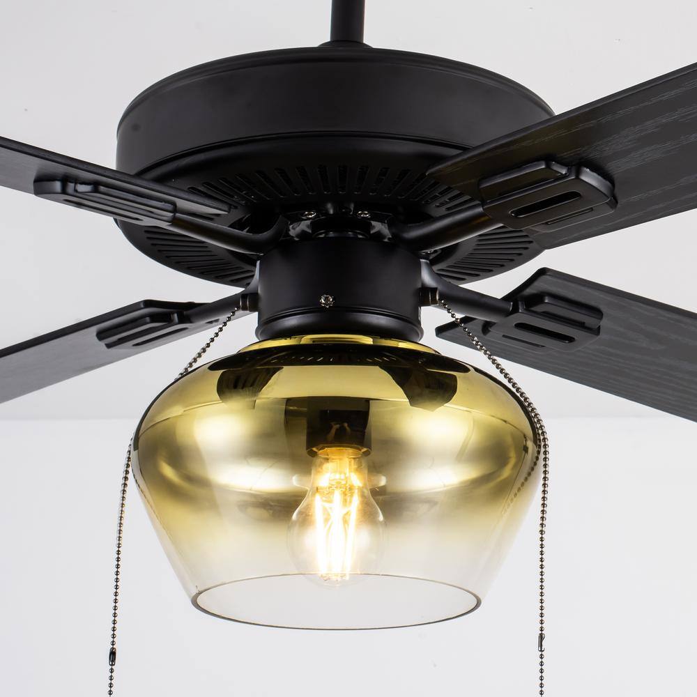 River of Goods Iza 52 in. LED Indoor Black and Amber Ceiling Fan with Light