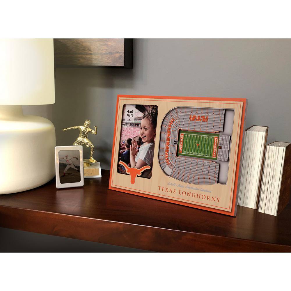 YouTheFan NCAA Texas Longhorns Team Colored 3D StadiumView with 4 in. x 6 in. Picture Frame