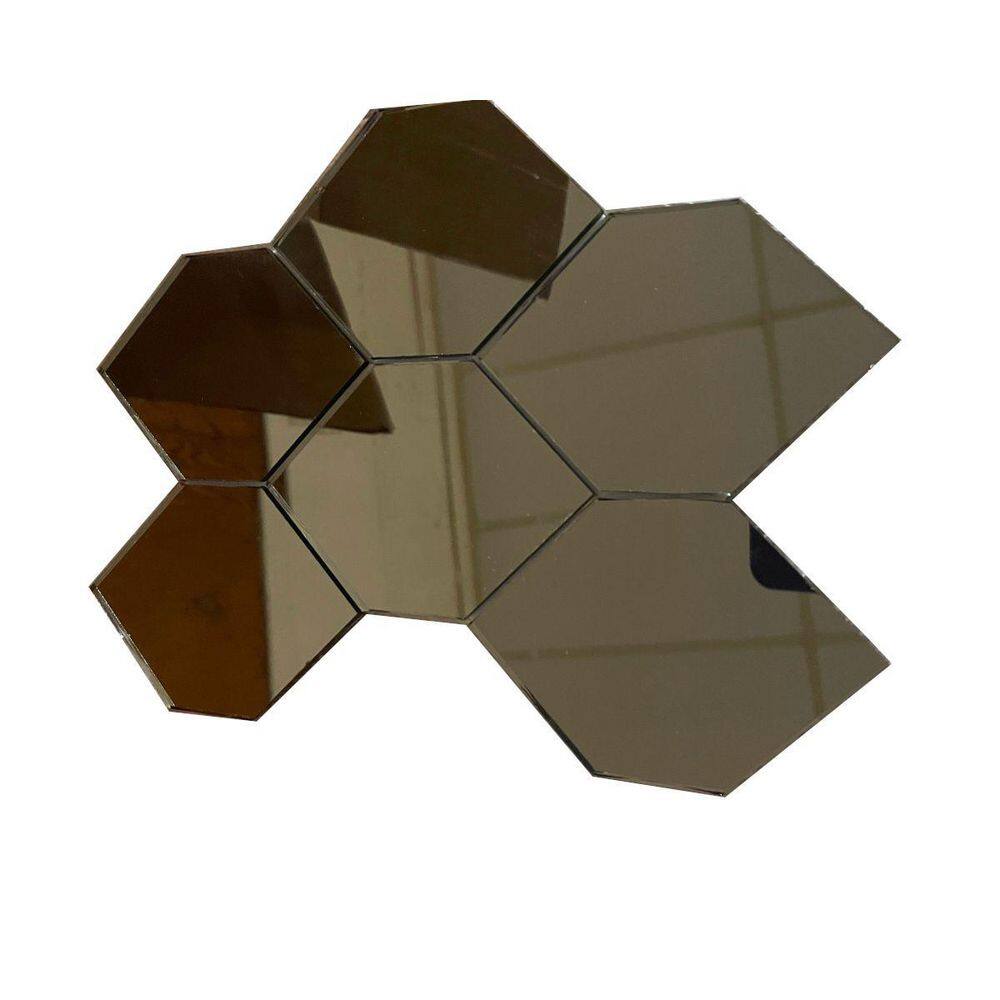 ABOLOS Reflections Gold Honeycomb Mosaic 9 in. x 12 in. Glass Mirror Peel and Stick Tile (5.2 sq. ft./Case)
