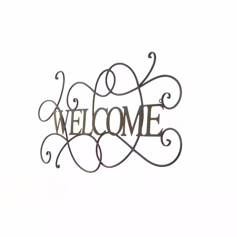 Unbranded Black Metal Scrolled Welcome Wall Decorative Sign Non Lighted