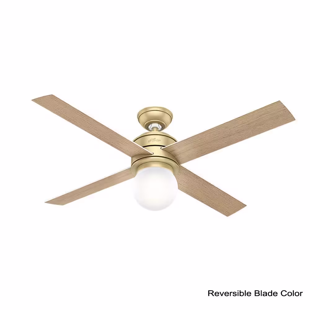 Hunter Hepburn 52 in. LED Indoor Modern Brass Ceiling Fan