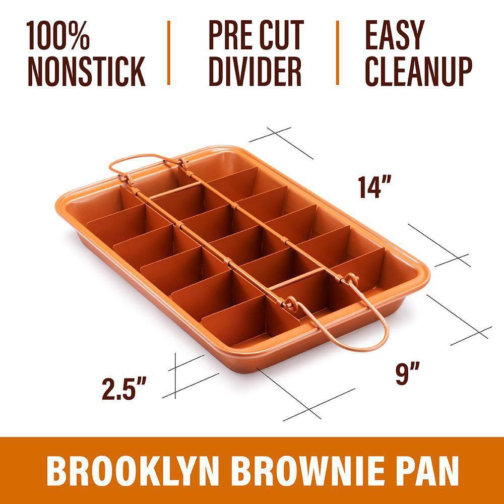 Gotham Steel Brooklyn Brownie Non-Stick Baking Pan with Built-in Slicer (18-Brownies Capacity)