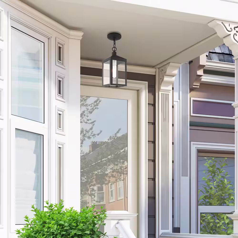 Livex Lighting Nyack Small 1-Light Scandinavian Gray Outdoor Pendant Lantern