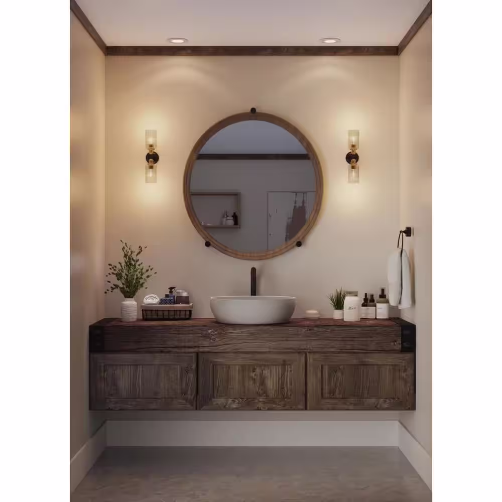 Progress Lighting Archives Collection 18-1/2 in. 2-Light Antique Bronze Clear Glass Farmhouse Bathroom Vanity Wall Light
