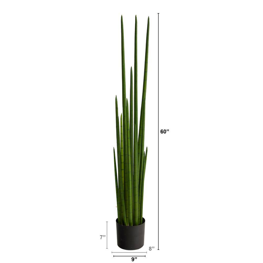 Nearly Natural 5 ft. Green Sansevieria Snake Artificial Plant