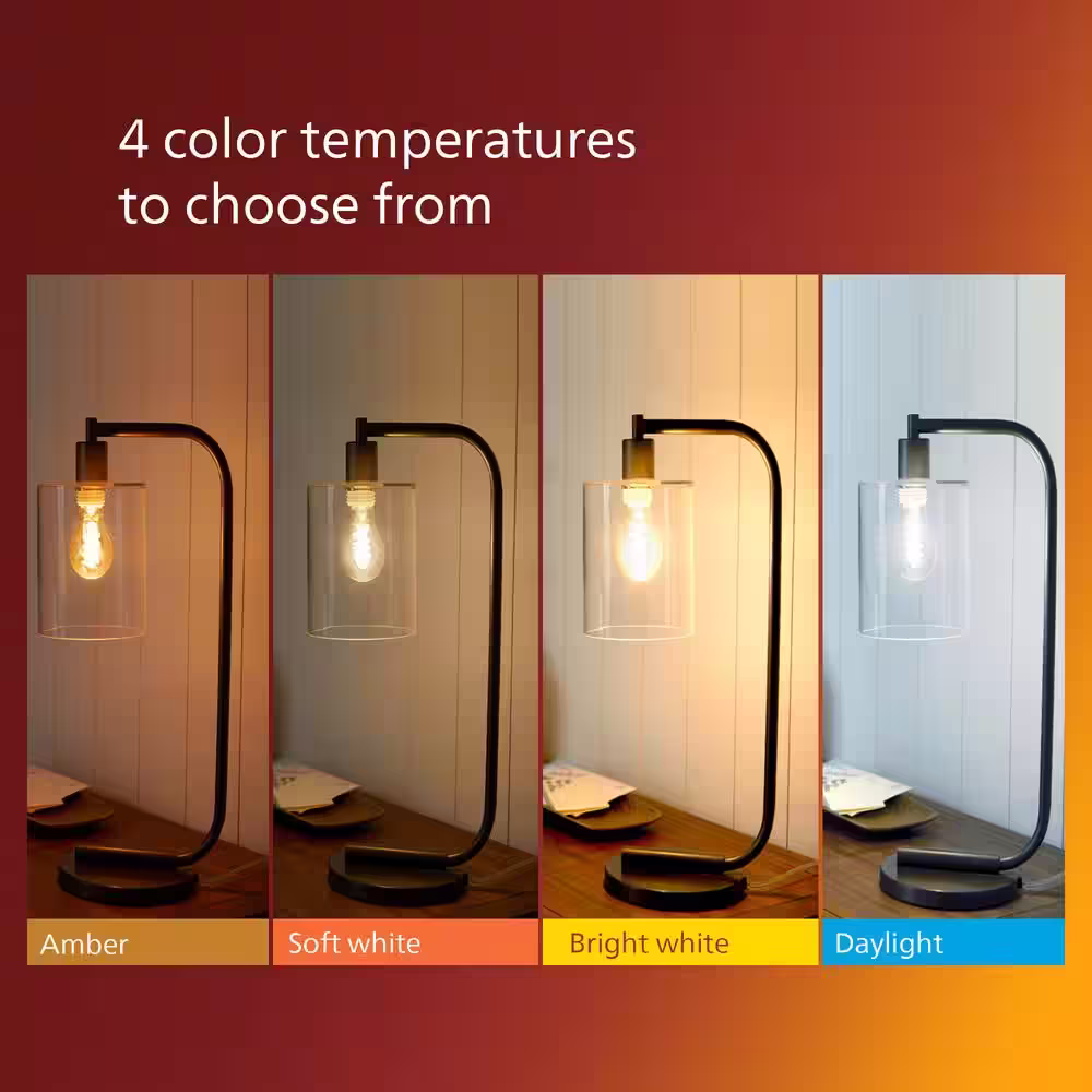 Philips 60-Watt Equivalent ST19 Spiral Filament Glass Dimmable E26 Vintage Edison LED Light Bulb Bright White 3000K (1-Pack)