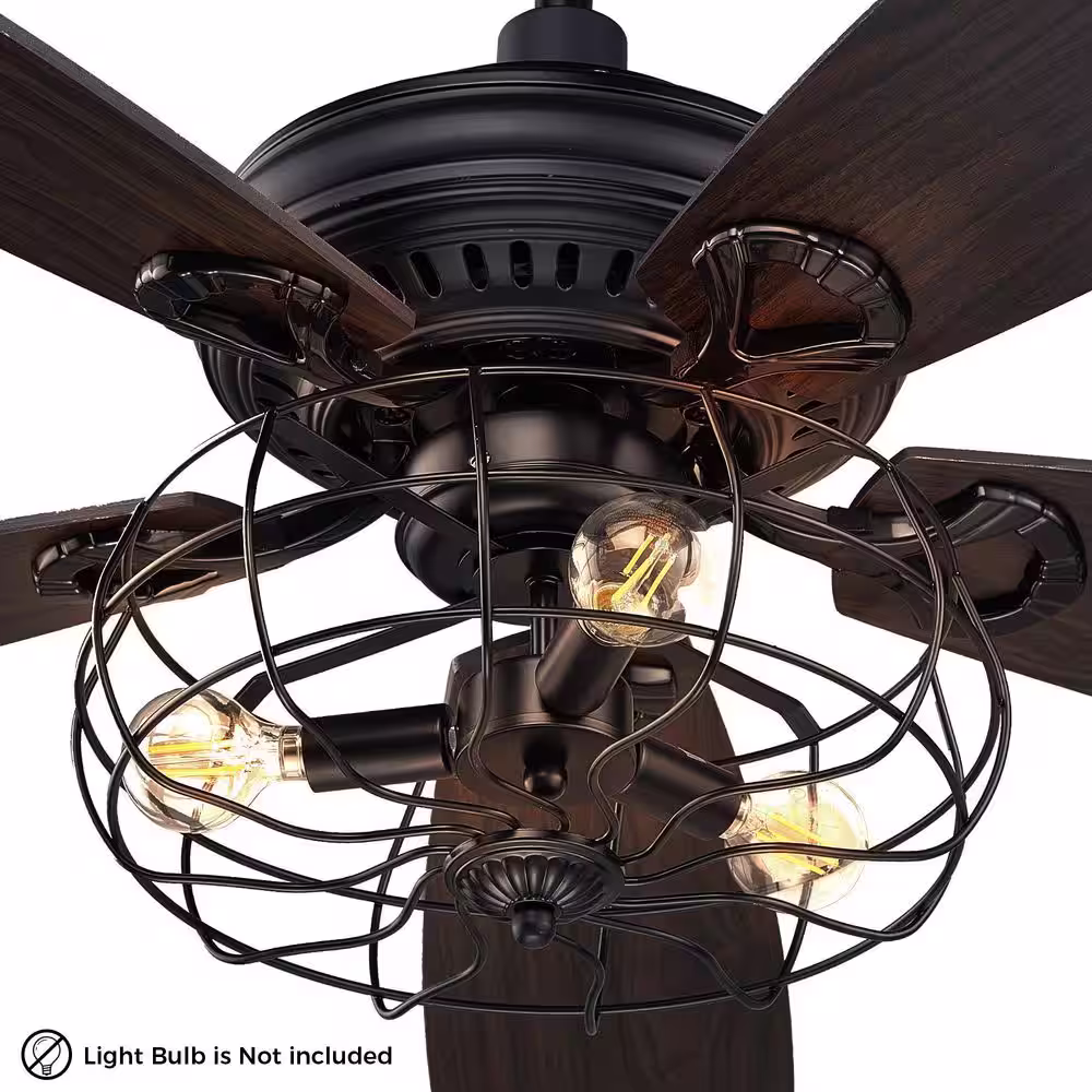 CARRO Henderson 52 in. LED Indoor Black DC Motor Ceiling Fan with Light Kit and Remote Control Included