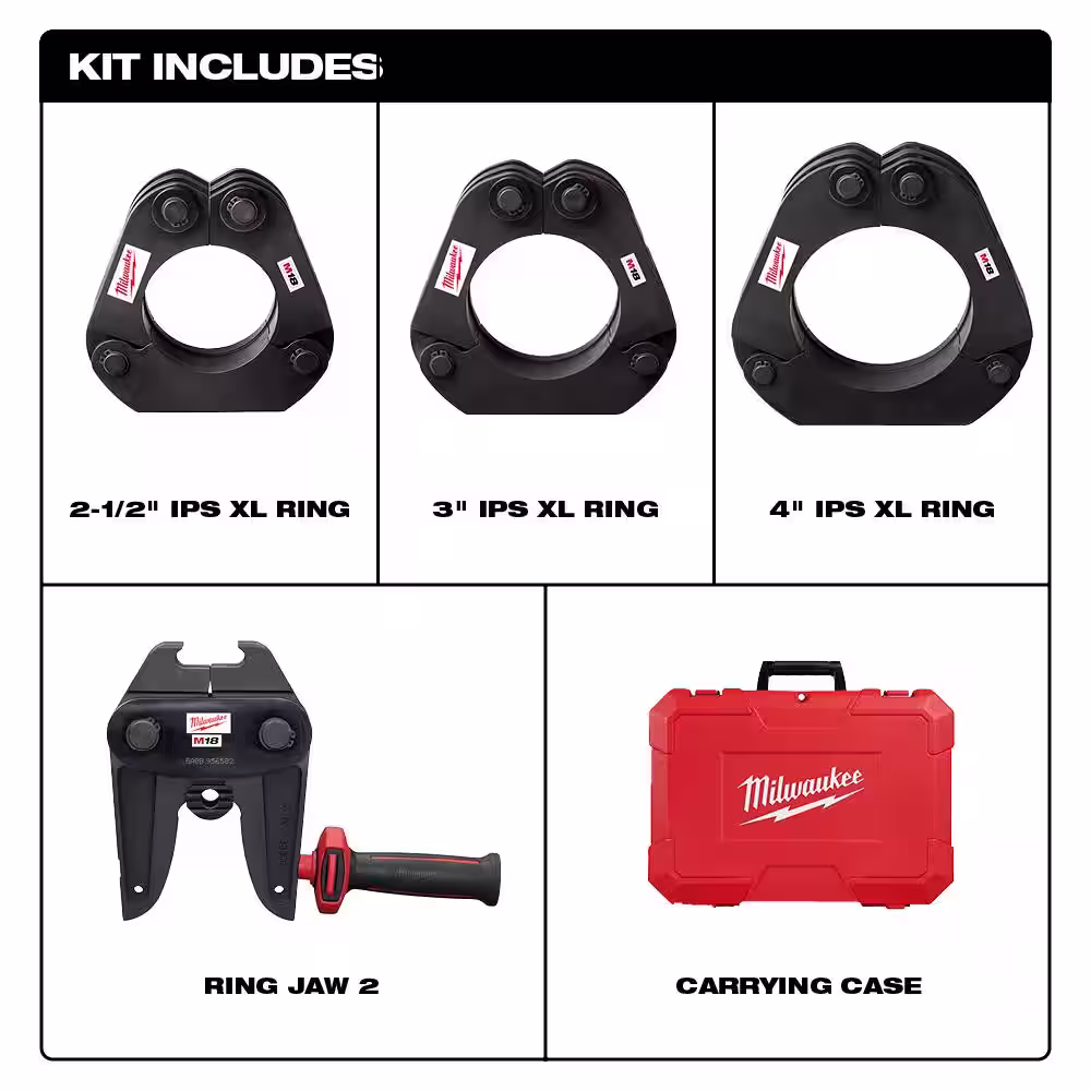 Milwaukee 2-1/2 in. to 4 in. Iron Pipe LPS XL Rings M18 Press Tool Jaw Kit for Mega Press XL Fittings